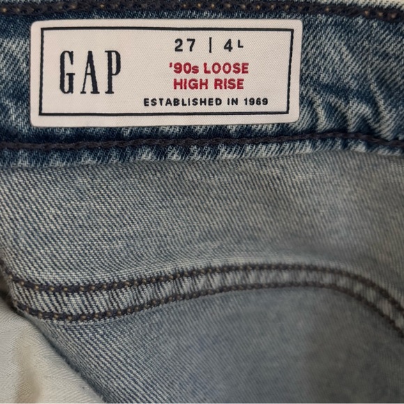 Gap '90s Loose High Rise Distressed Relaxed Straight Leg Jeans Light Wash US 26 - Picture 4 of 6
